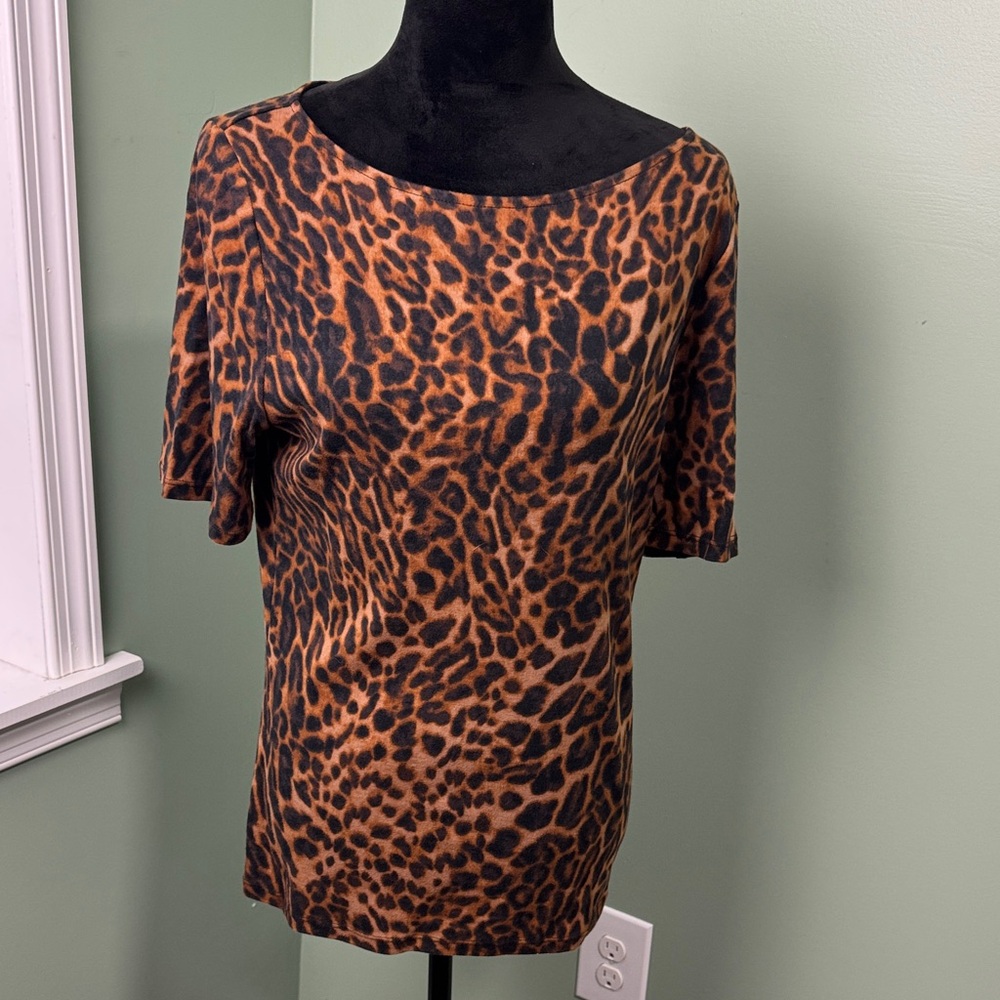 Ralph Lauren Brown Leopard Print Top XL